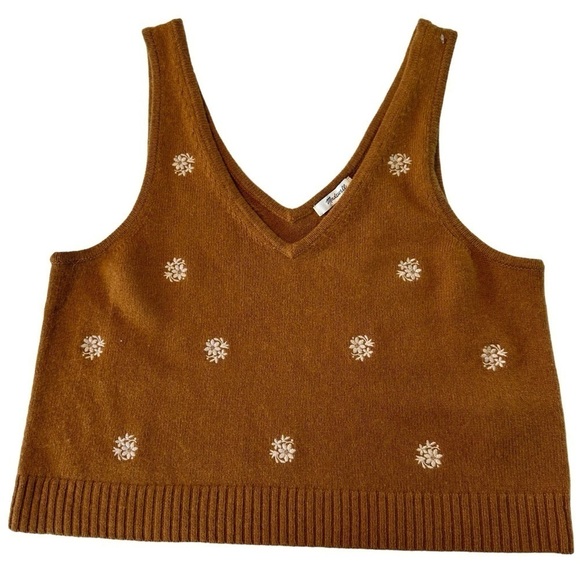 NWT MADEWELL WOOL BLEND FLOWER EMBROIDERED SWEATER TANK SIZE XL - Picture 4 of 10